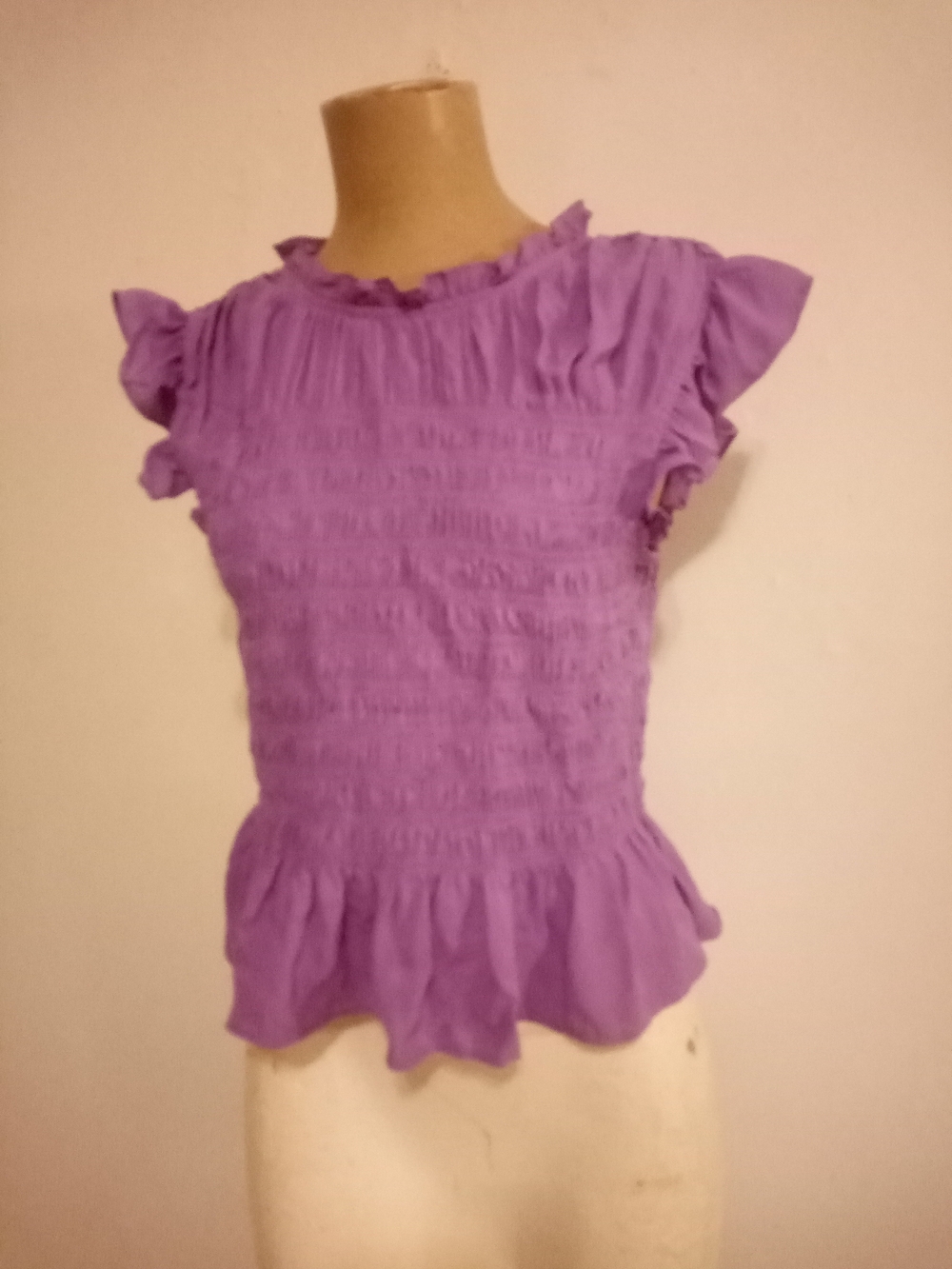 Ann Taylor Lavender Ruffled Smocked Top